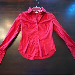 New York & Co Red Button-Up Shirt, size XS